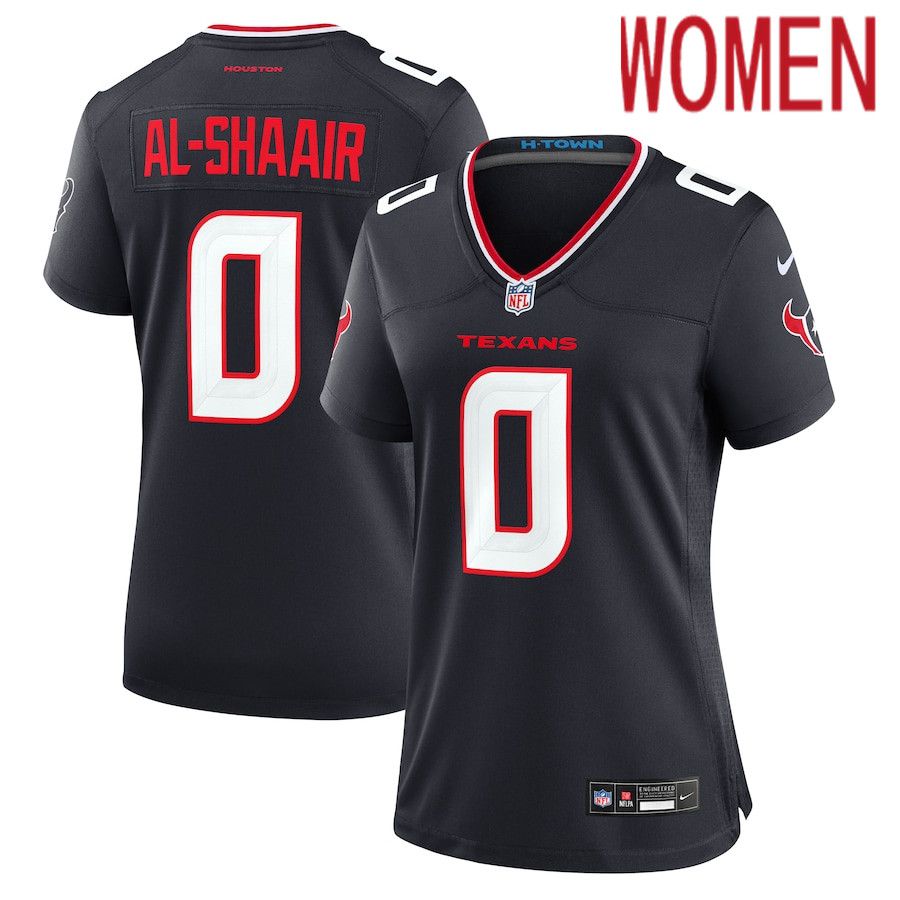 Women Houston Texans #0 Azeez Al-Shaair Nike Navy Team Game NFL Jersey->women nfl jersey->Women Jersey
